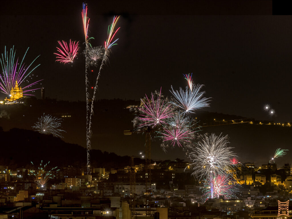 Fireworks above the city of Barcelona on the night of Sant Joan